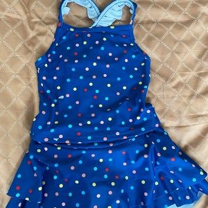 [hanna] blue polka dot tankini girls swimsuit